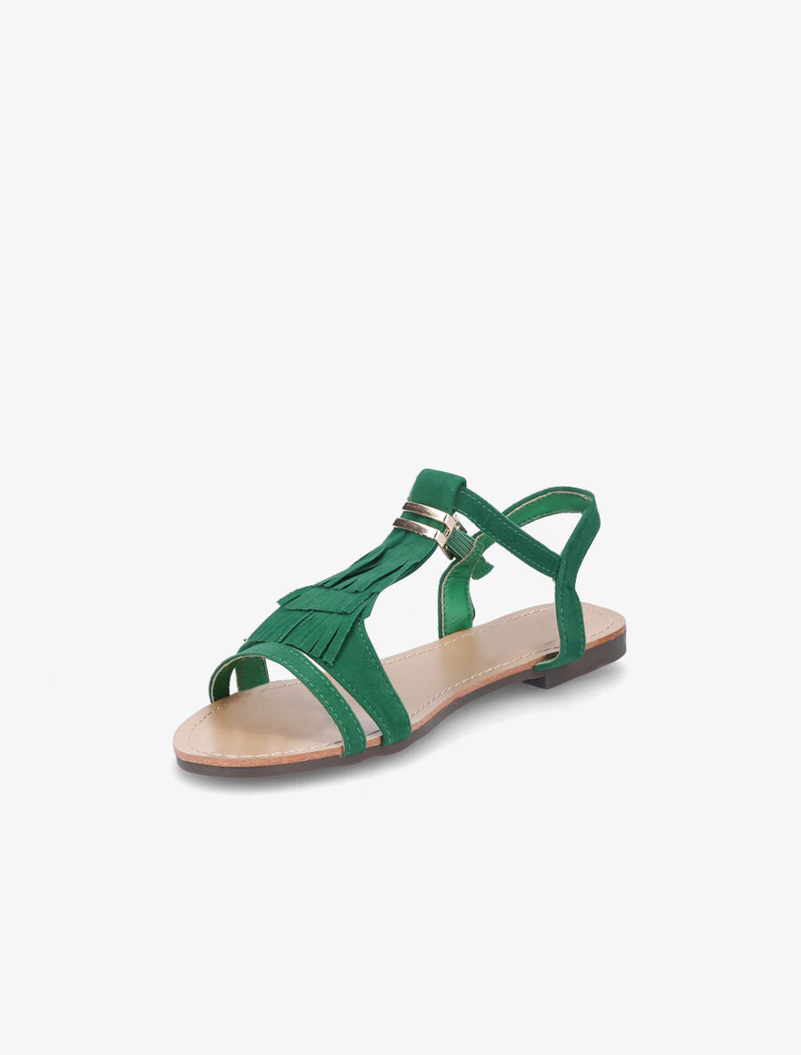 Nu-pieds à franges en suédine - Vert - 4