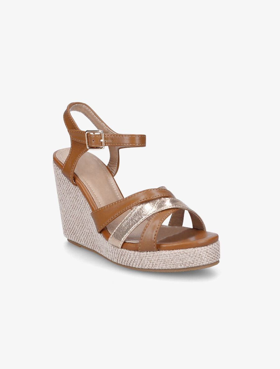 Sandales compensées irisées - Camel - 2