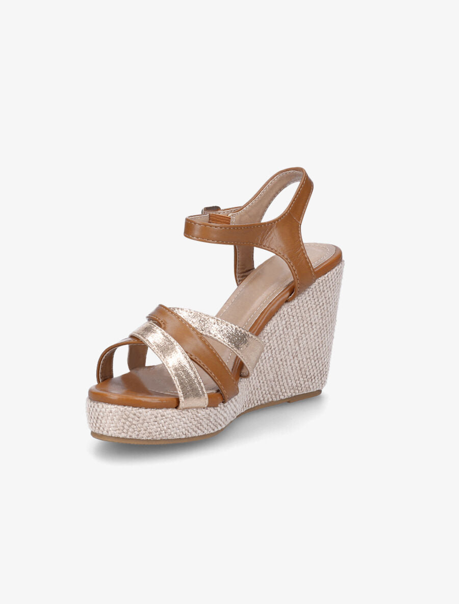 Sandales compensées irisées - Camel - 3