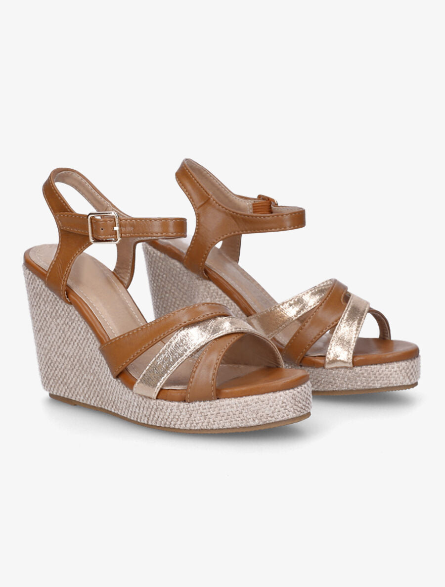 Sandales compensées irisées - Camel - 4