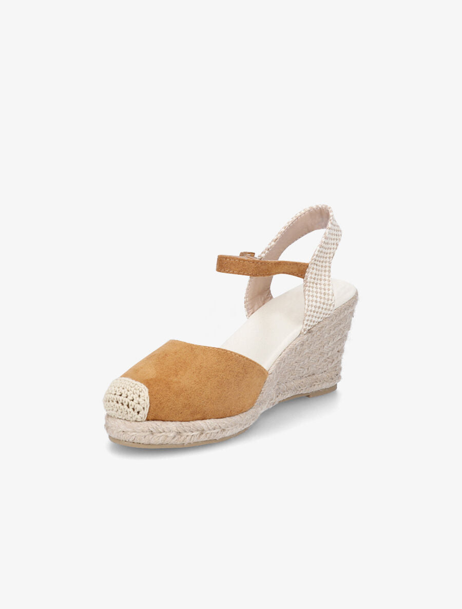 Sandales style espadrilles en suédine - Camel - 3