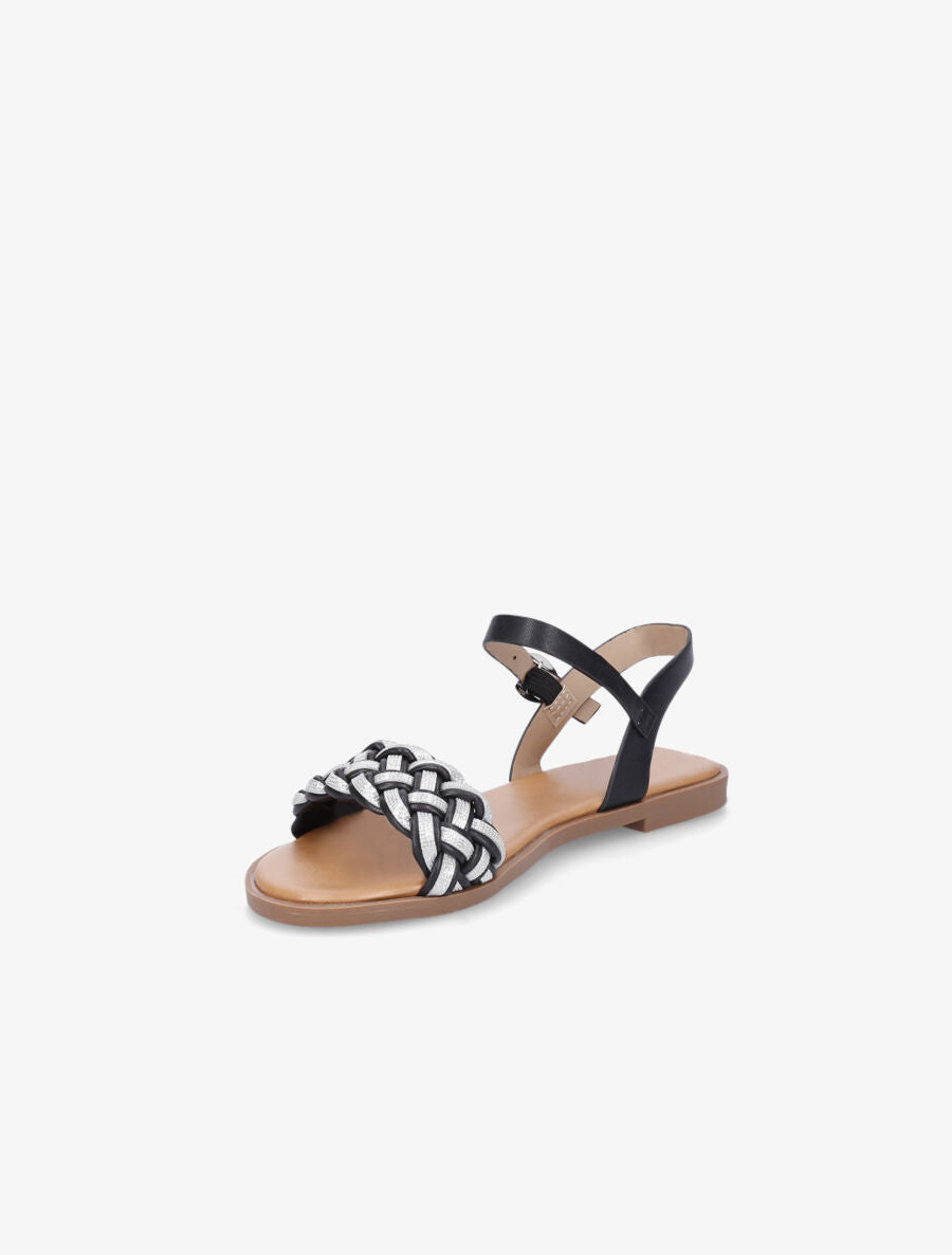 Nu-pieds à brides irisées et tressées - Noir - 3