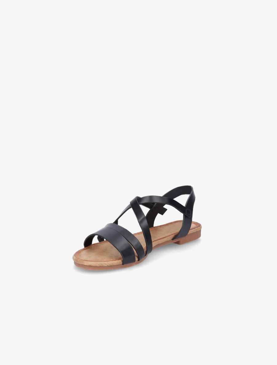 Nu-pieds en simili à brides croisées - Noir - 3