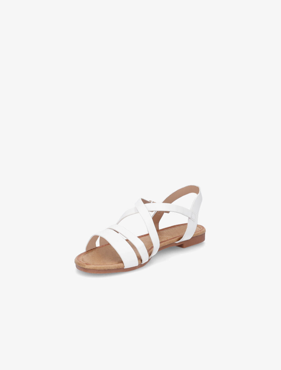 Nu-pieds en simili à brides croisées - Blanc - 3