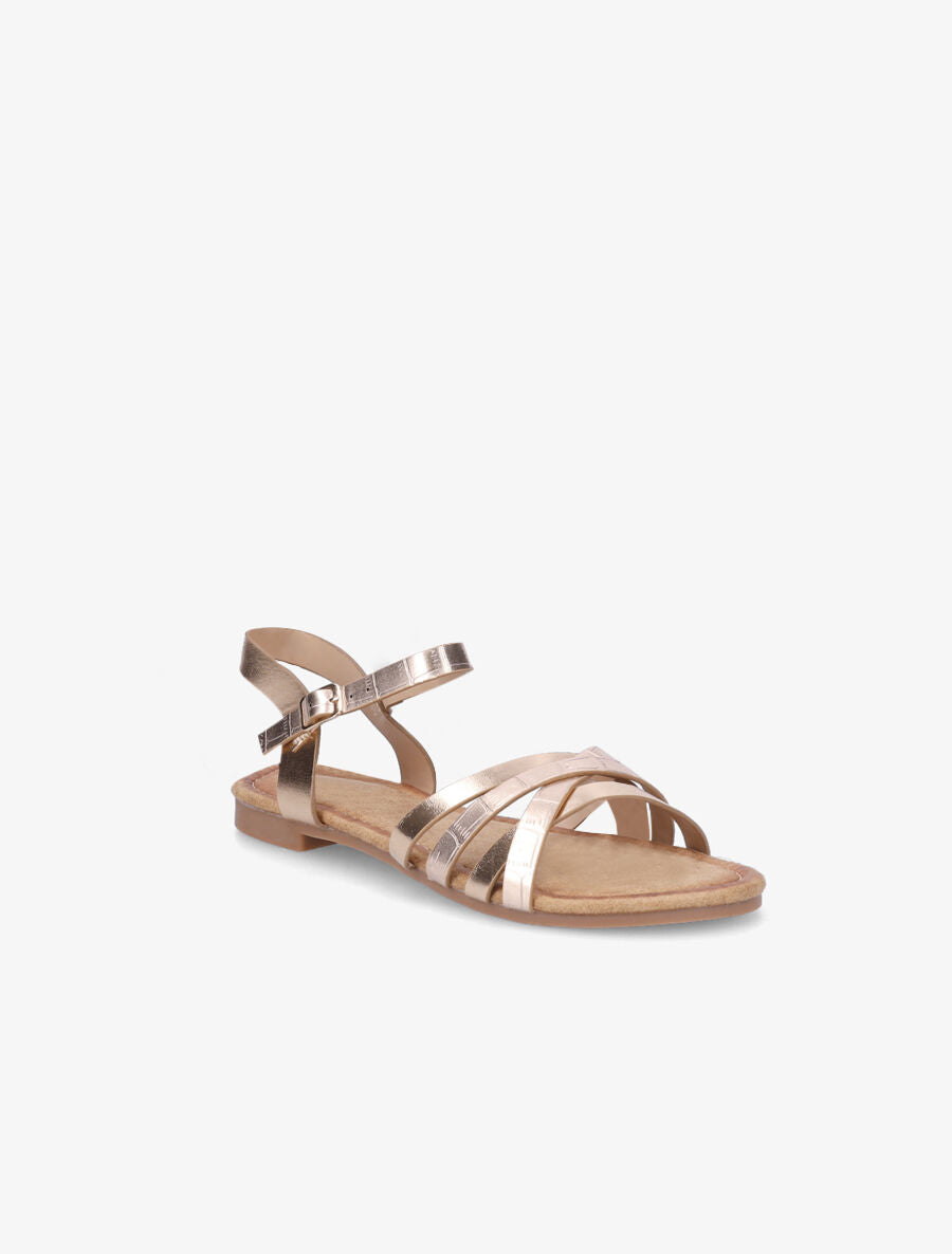 Nu-pieds en simili à brides entremelées - Rose gold - 2