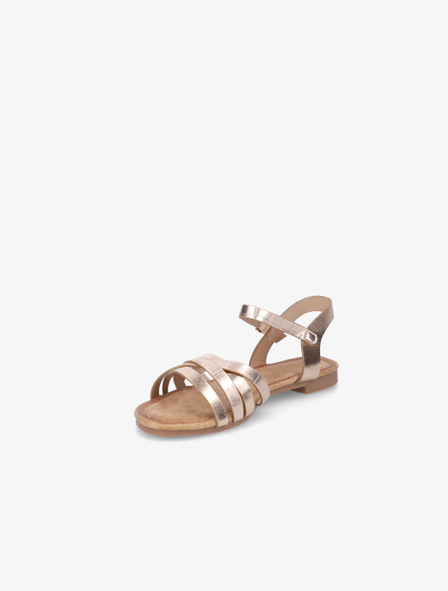 Nu-pieds en simili à brides entremelées - Rose gold - 3