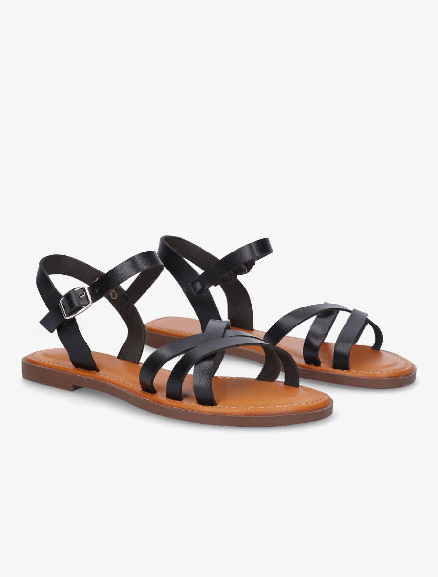 Nu-pieds entrelacés en simili - Noir - 4