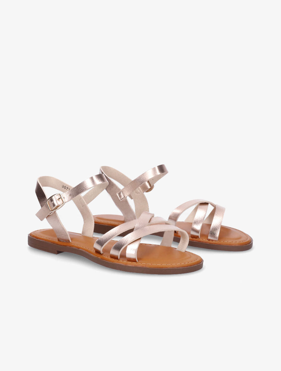 Nu-pieds entrelacés en simili - Rose gold - 4