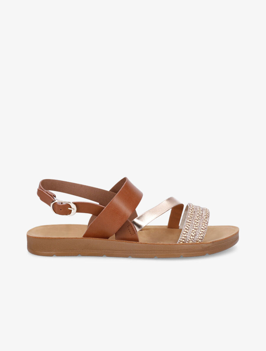 Nu-pieds à strass - Camel - 5