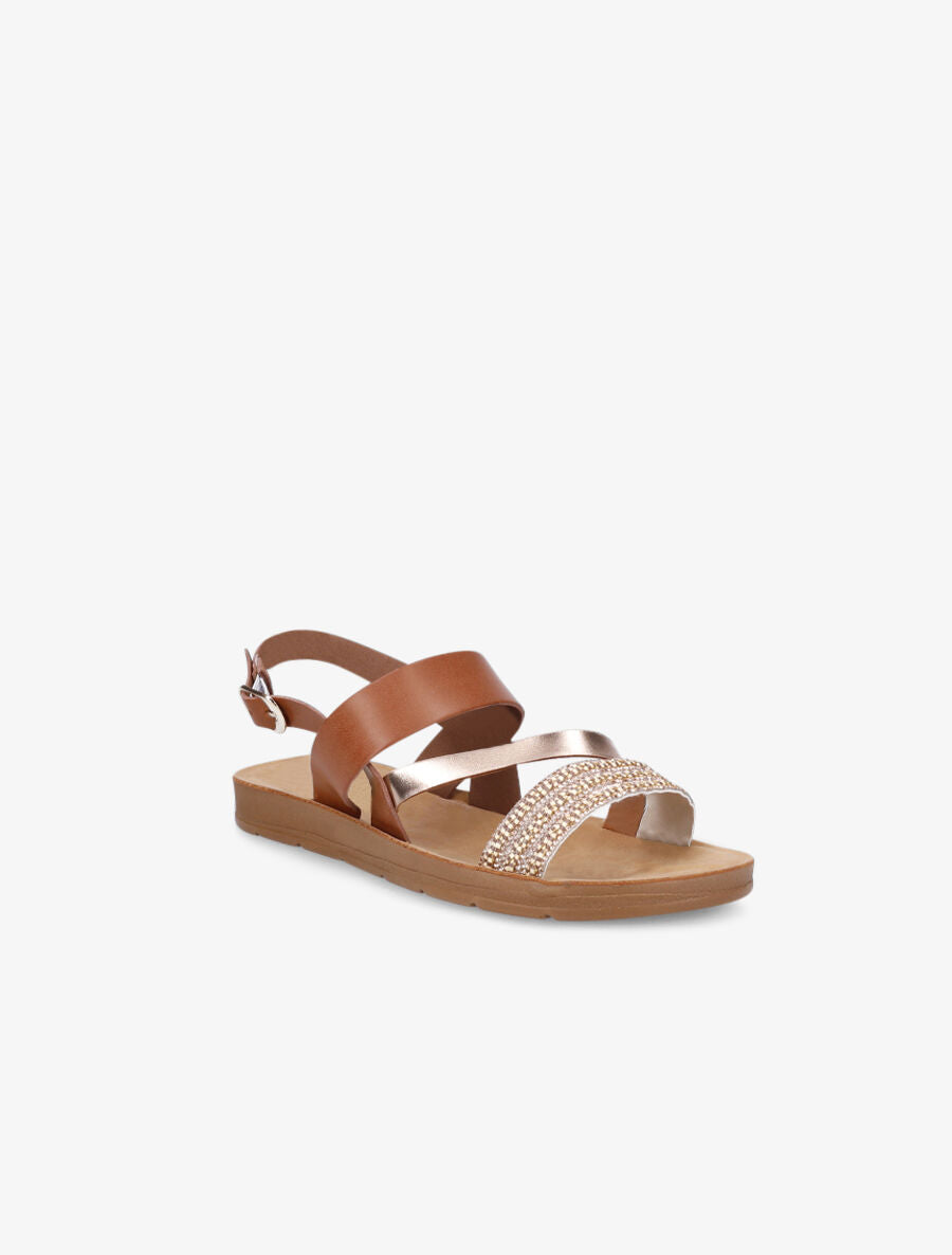 Nu-pieds à strass - Camel - 2