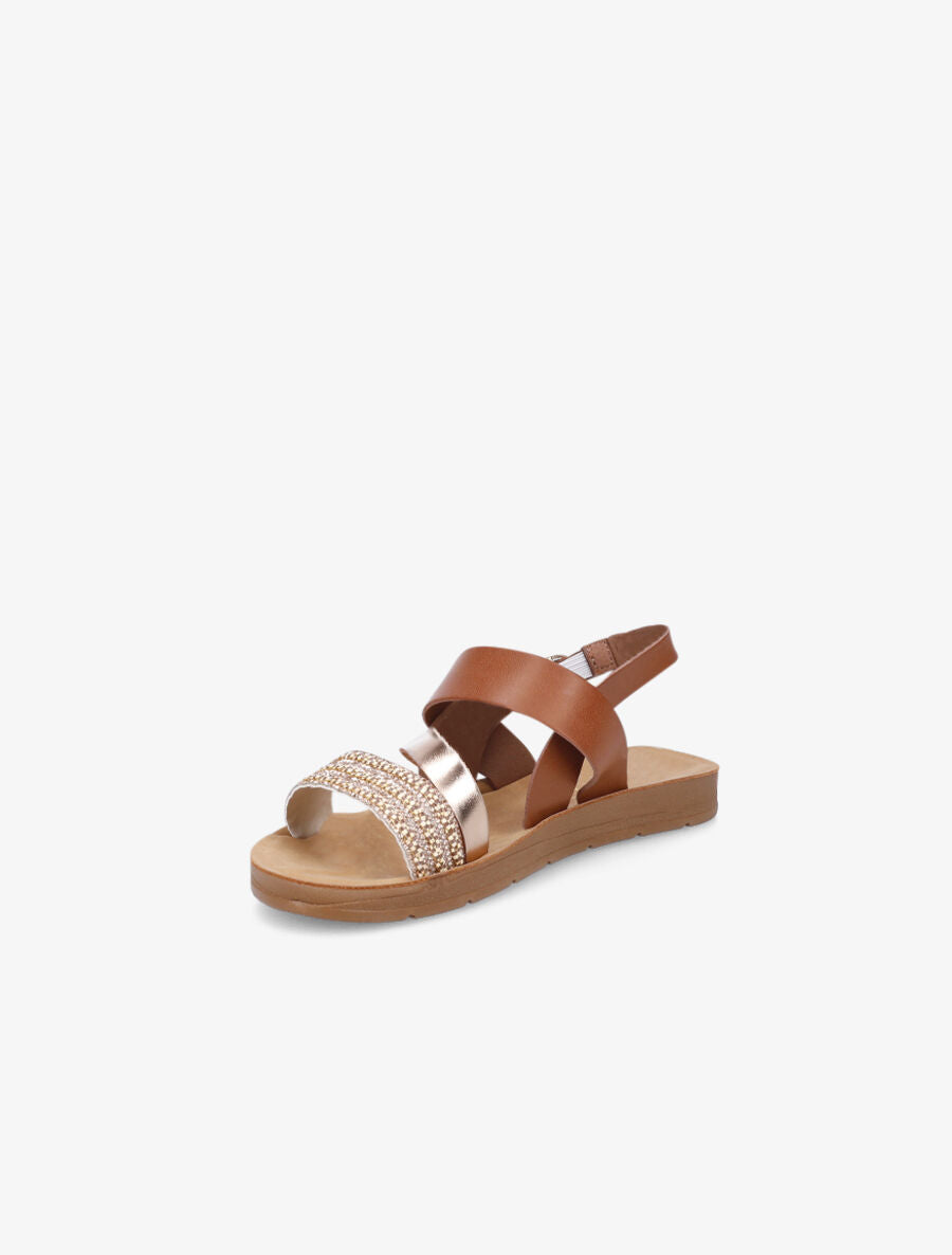 Nu-pieds à strass - Camel - 3