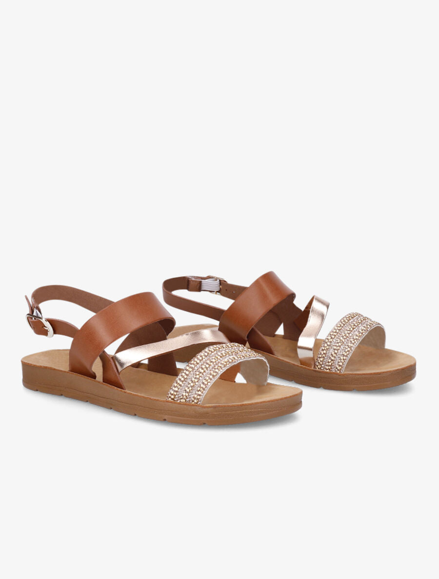 Nu-pieds à strass - Camel - 4