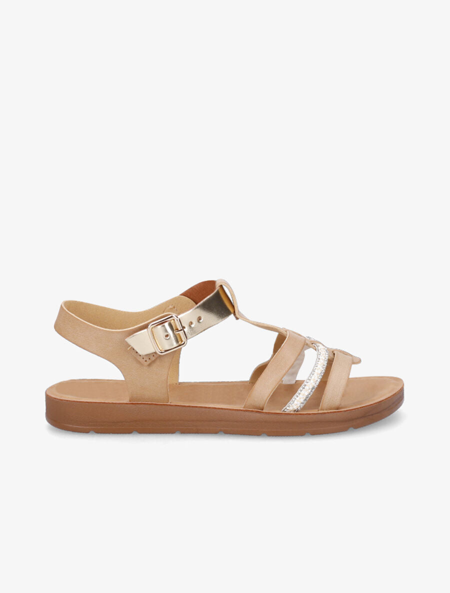 Spartiates à strass - Beige - 1