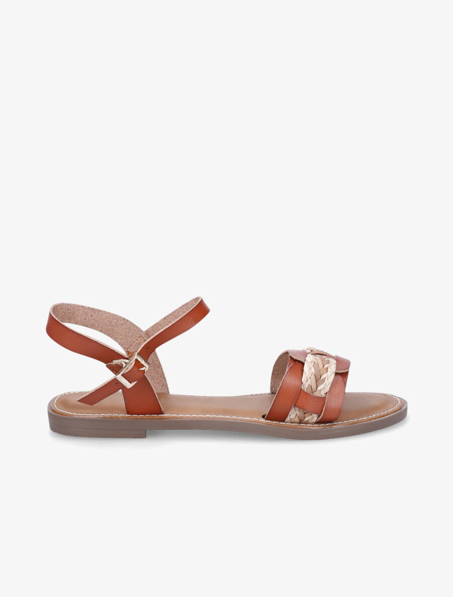 Nu pieds bi-matière uni - Camel - 1