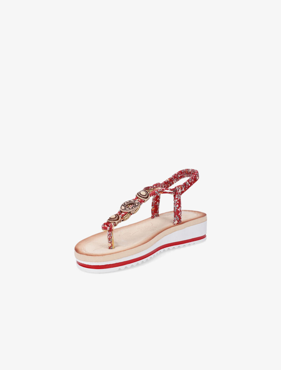 Nu-pieds imprimé à perles - Rouge - 3