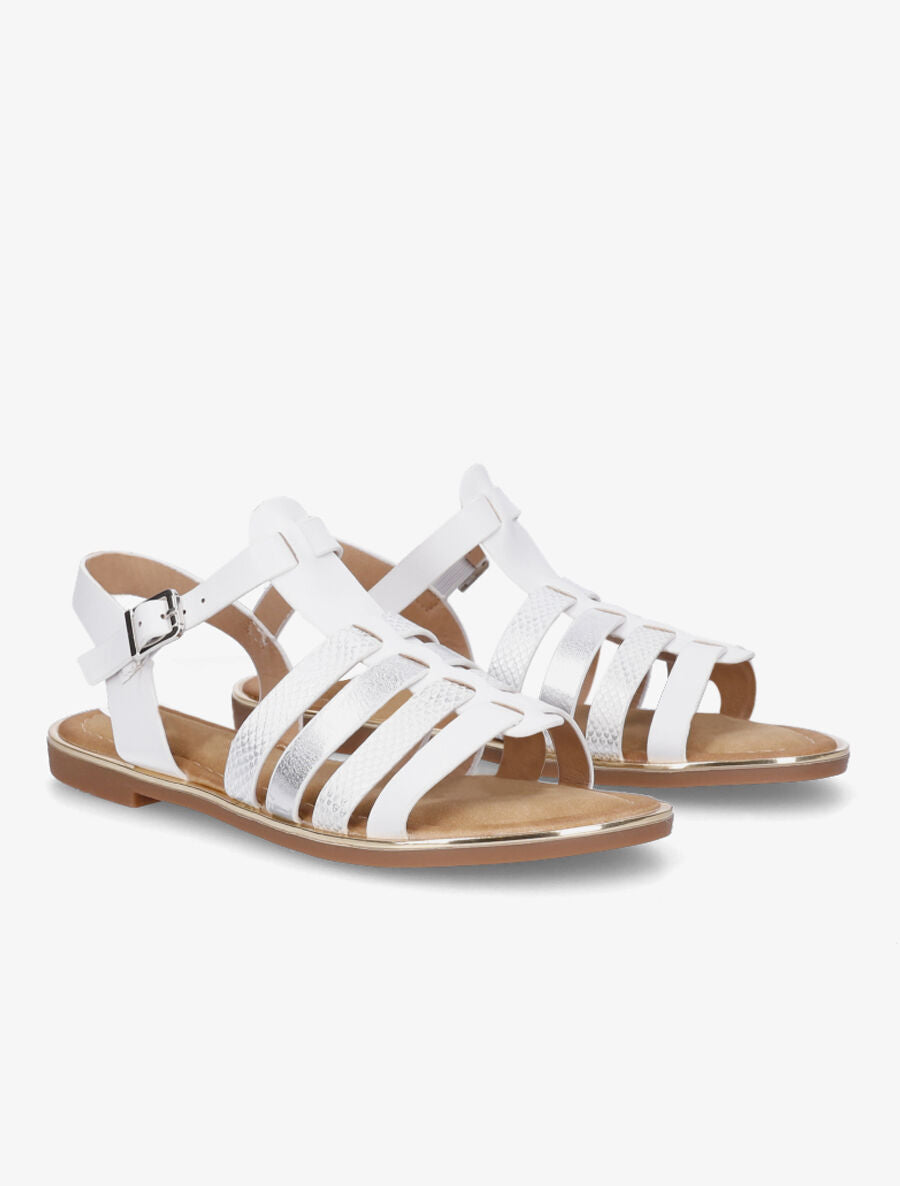 Nu-pieds en simili à multibrides - Blanc - 4