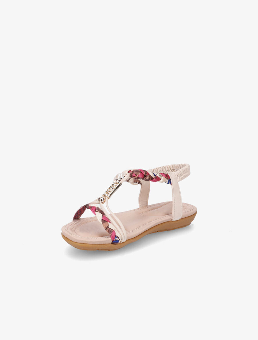 Nu-pieds imprimé à perles - Beige - 3