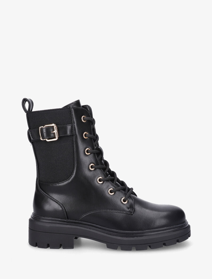 Bottines en simili à lacets - Noir - 5