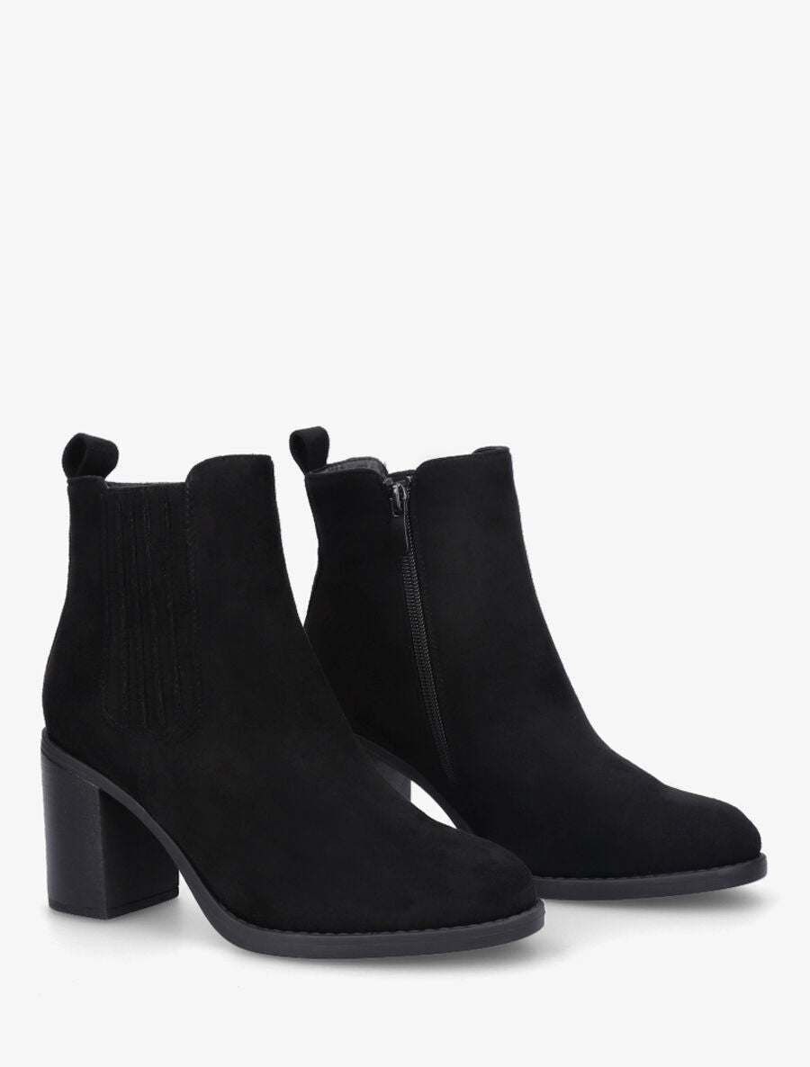 Bottines en suédine à talon haut - Noir - 4