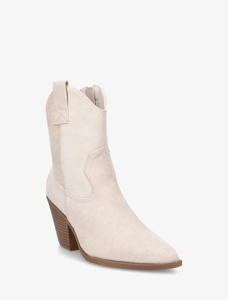 Santiags unies en suédine - Beige - 2