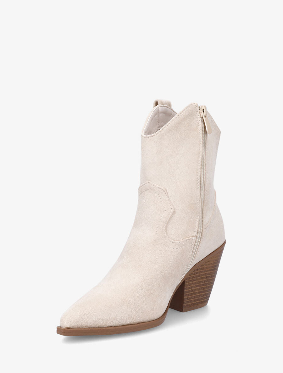 Santiags unies en suédine - Beige - 3