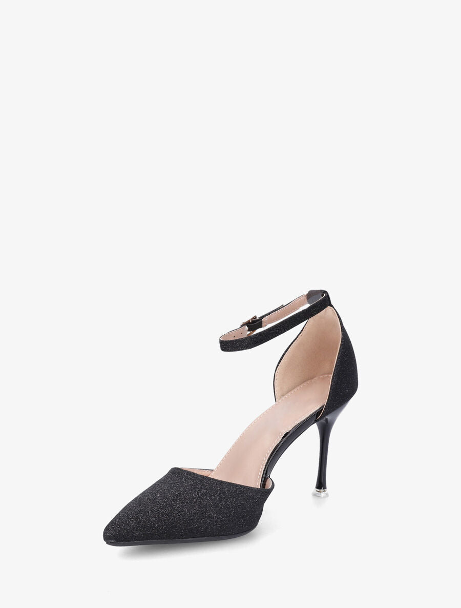 Sandales à talon aiguille et paillettes - Noir - 3