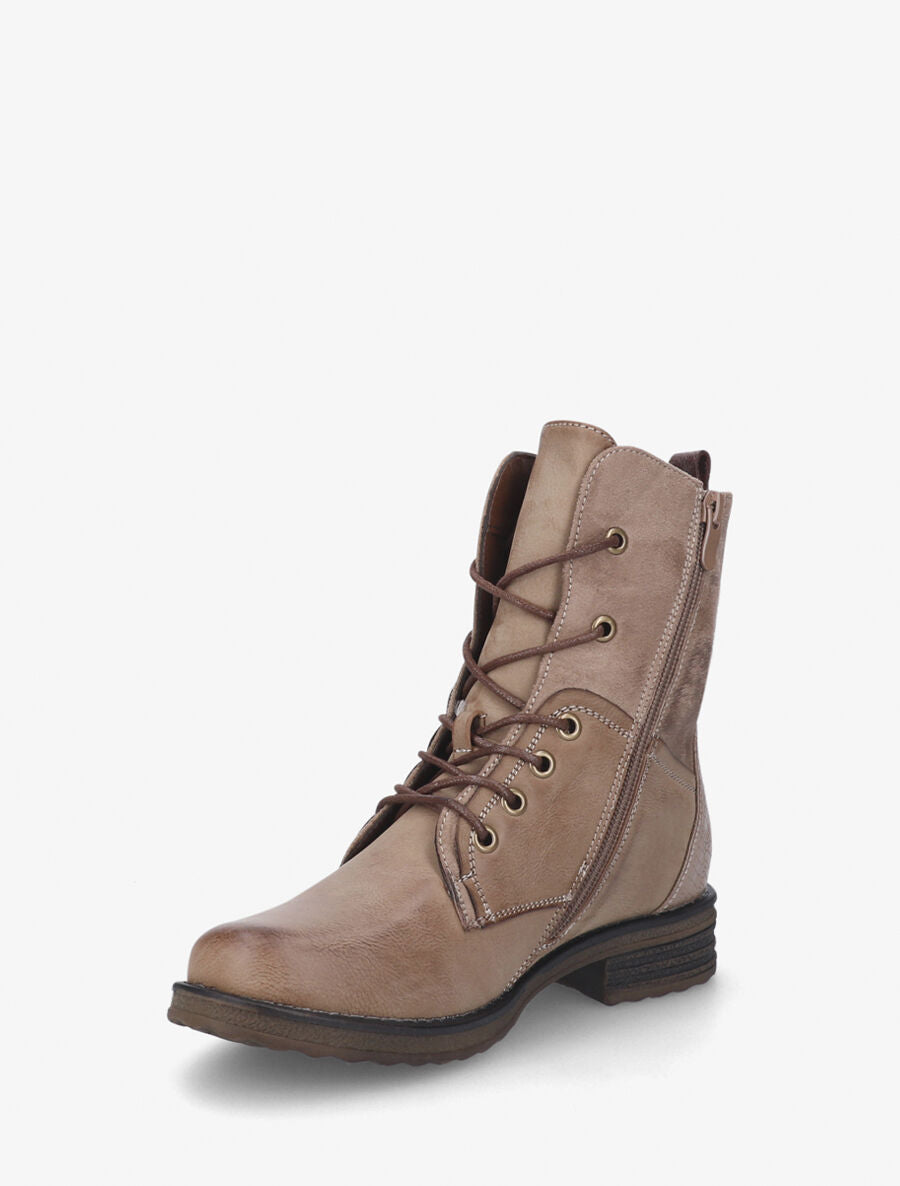 Rangers à zip en simili et suédine - Taupe - 3