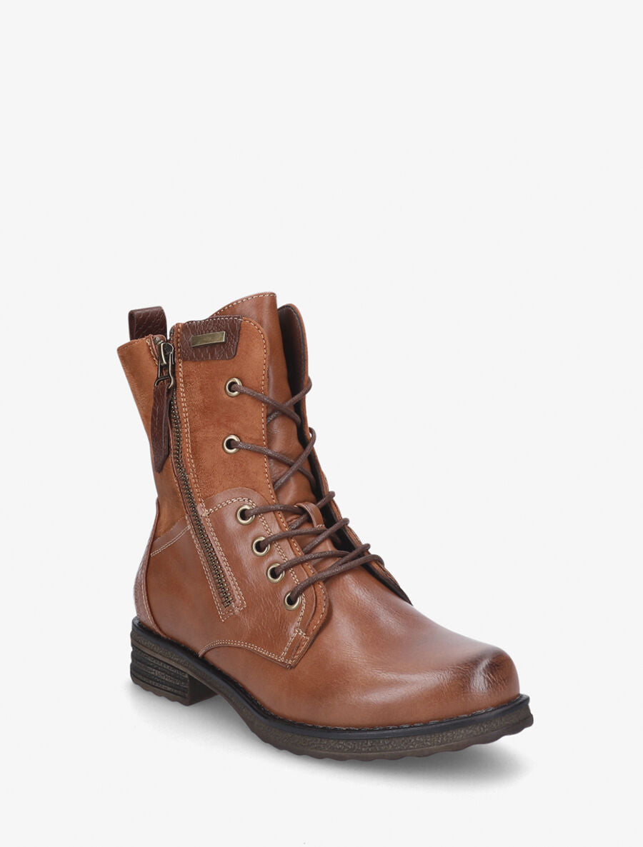 Rangers à zip en simili et suédine - Camel - 2