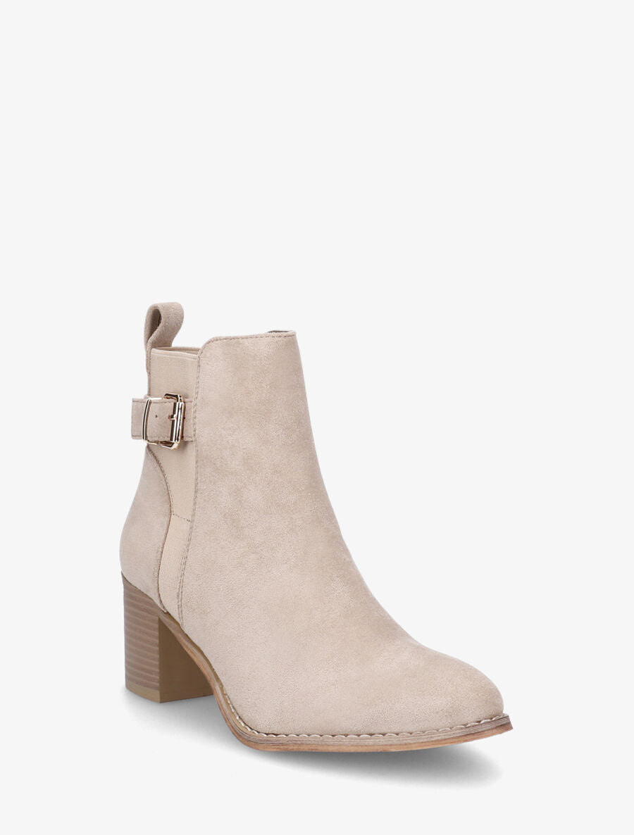Bottines à boucle en suédine - Beige - 2