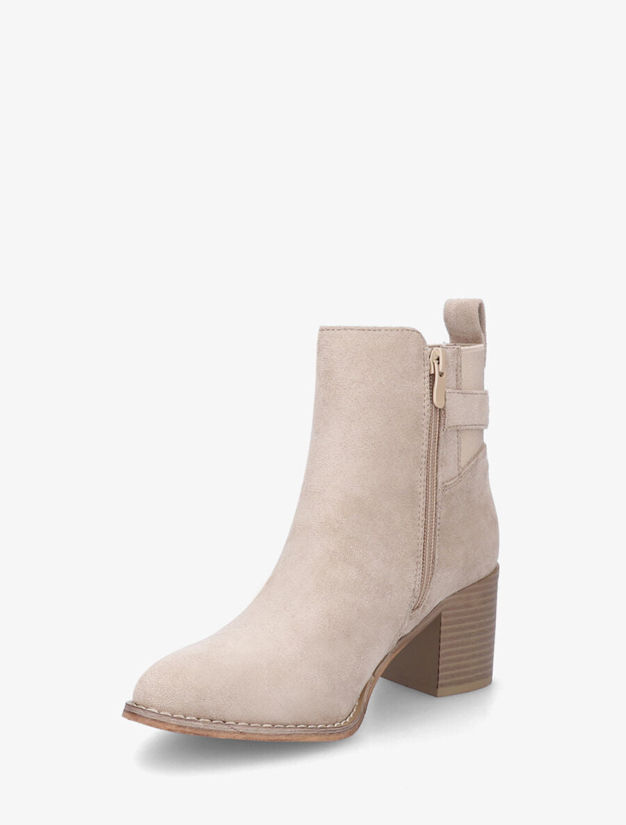 Bottines à boucle en suédine - Beige - 3