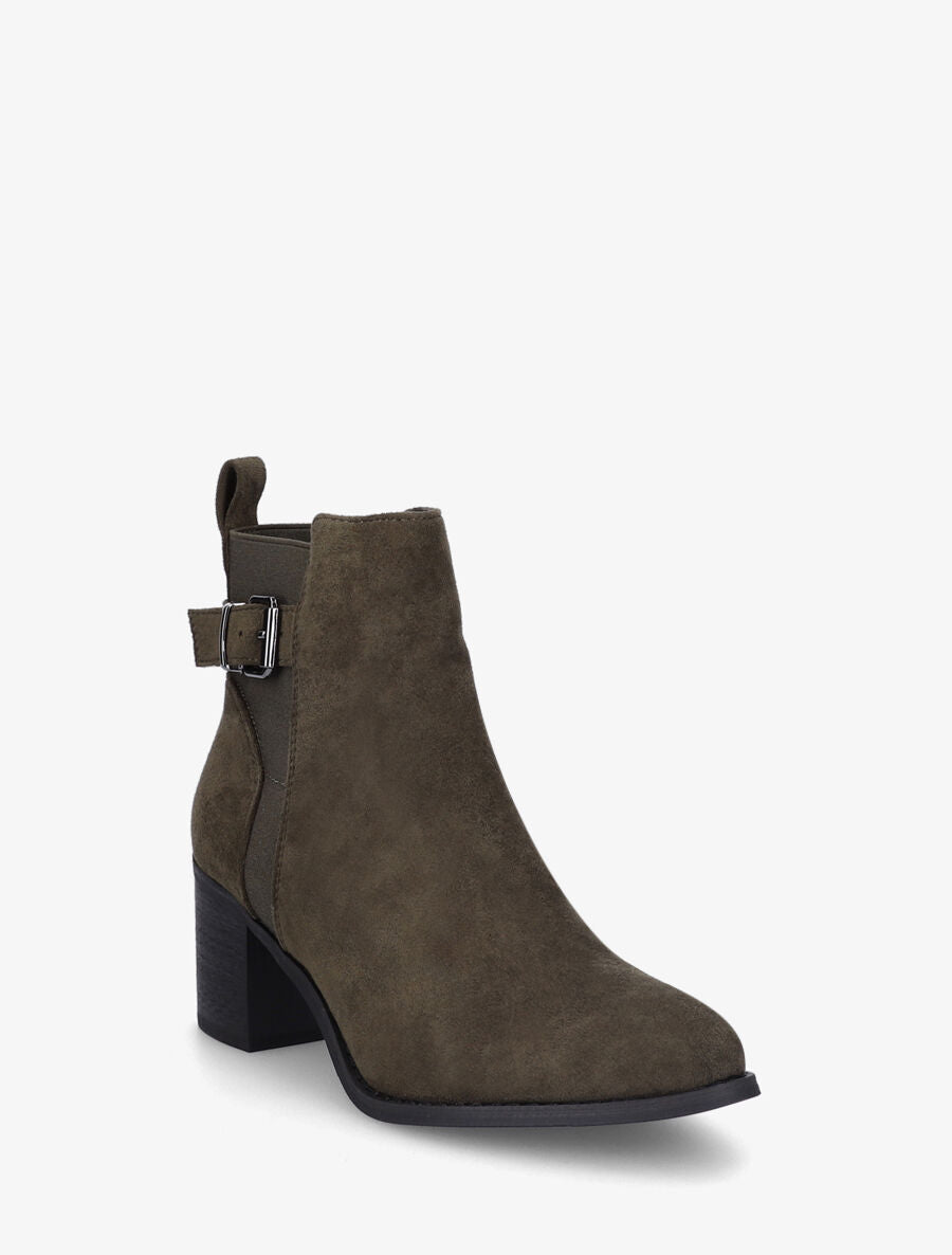 Bottines à boucle en suédine - Kaki - 2
