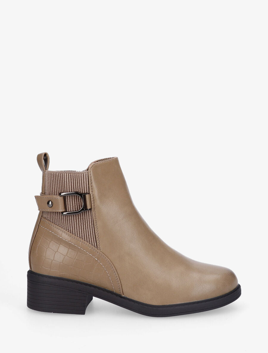 Bottines croco à boucle - Taupe - 5
