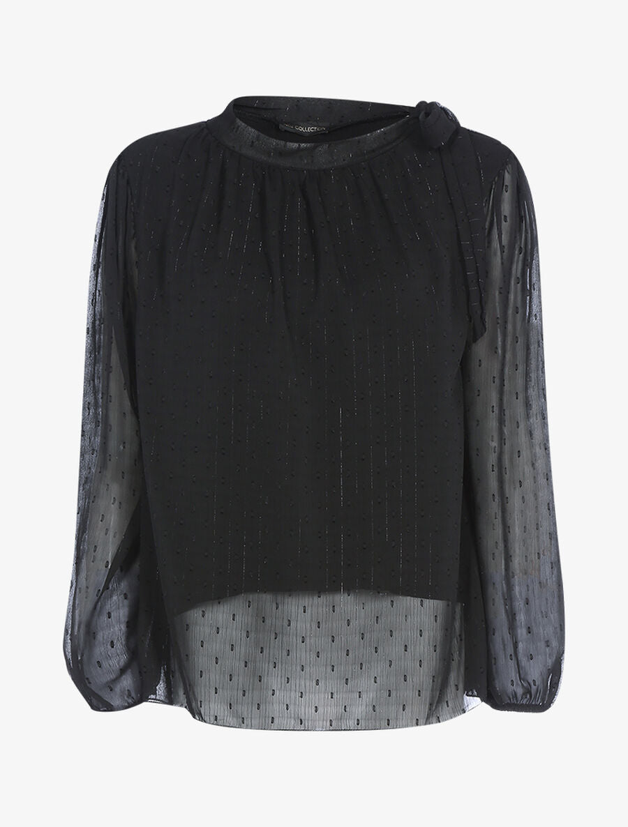 Blouse en voile une épaule à nouer - Noir - 1