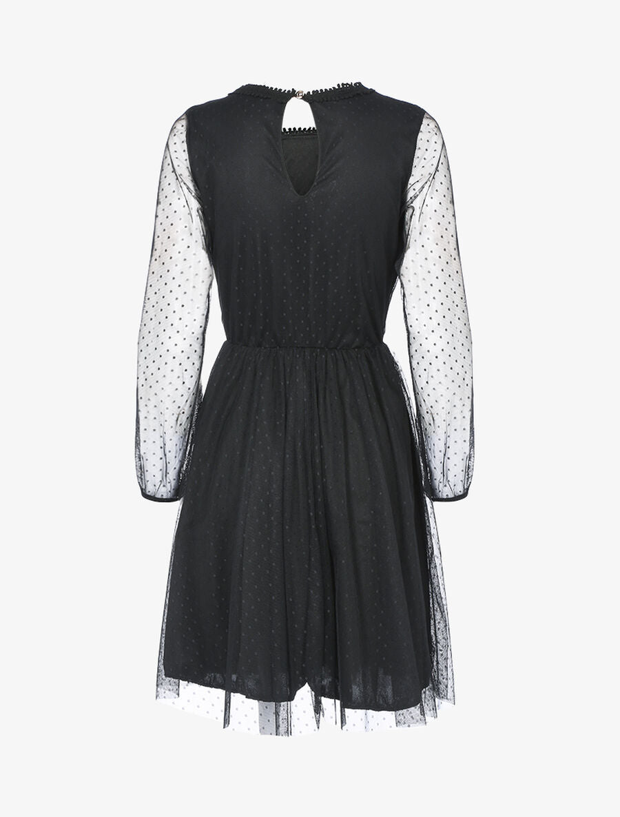 Robe patineuse en tulle et crochet - Noir - 2