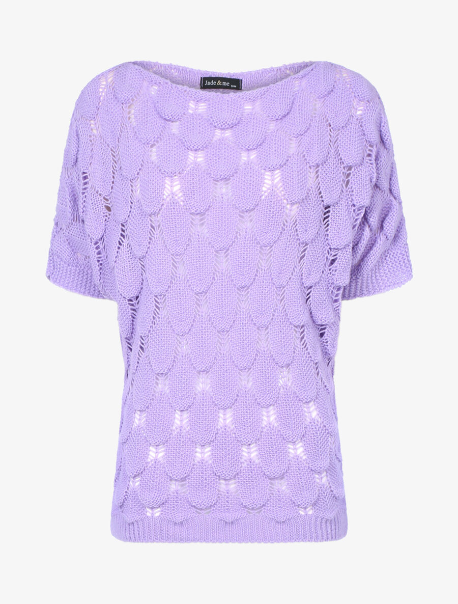 Pull en maille ajourée effet écailles - Lilas - 1