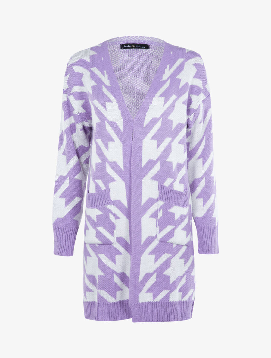 Gilet en maille à imprimé graphique - Lilas/blanc - 1