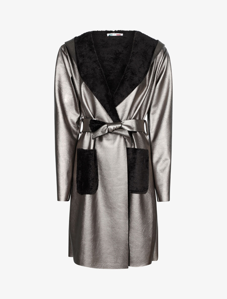 Veste droite style cuir retourné - Bronze - 1