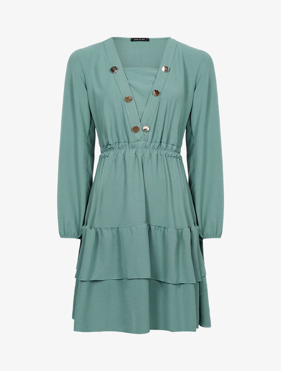 Robe légère à buste boutonné en V - Vert d&
