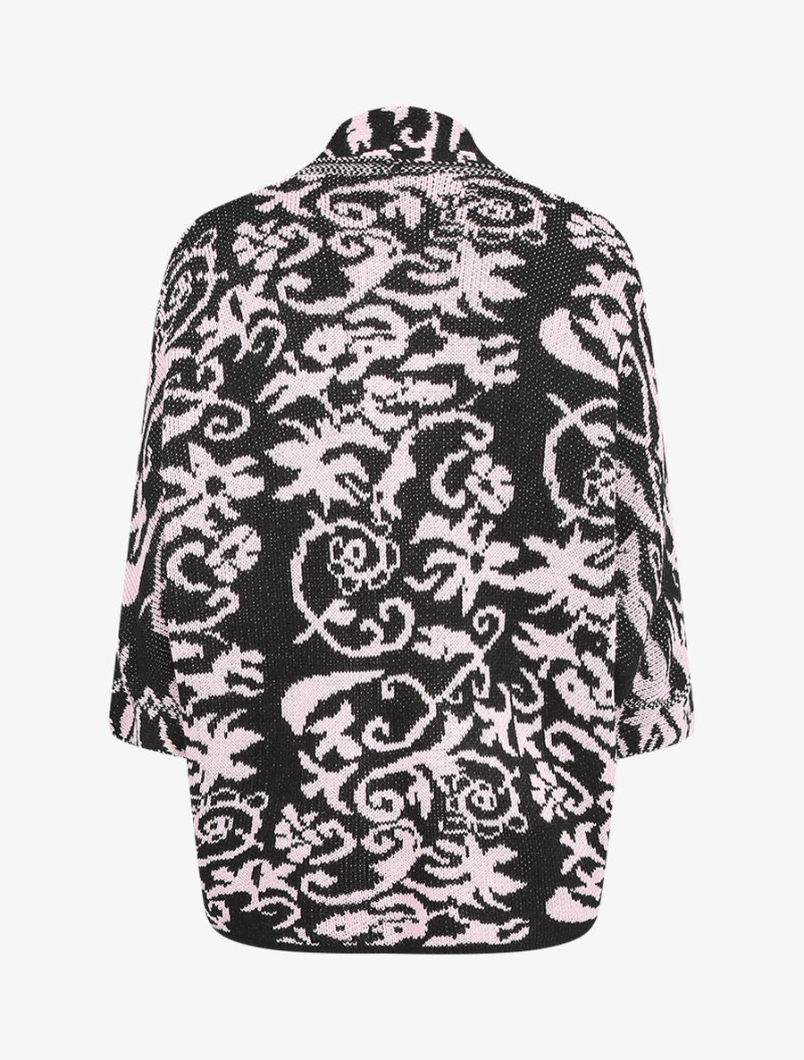 Gilet ouvert à imprimé graphique - Rose - 2