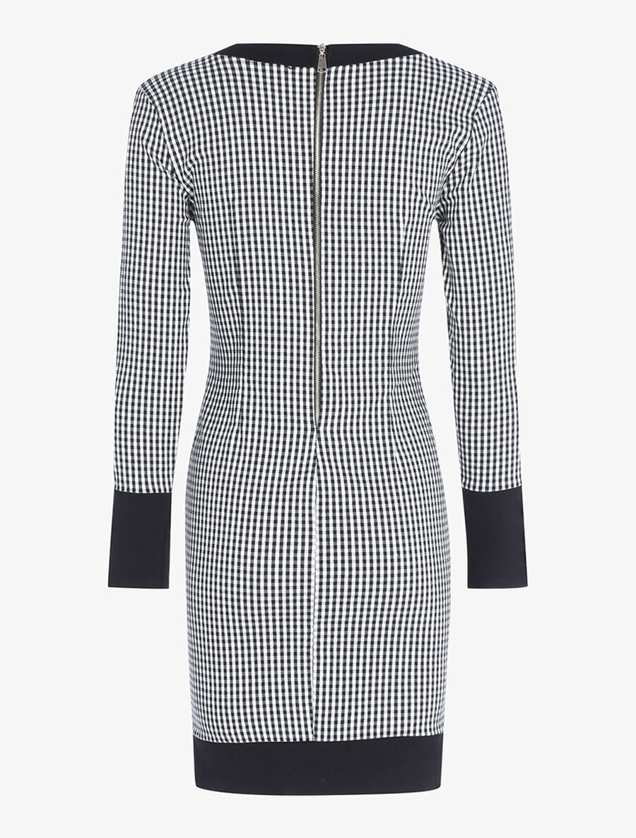Robe boutonnée imprimé carreaux - Noir - 2