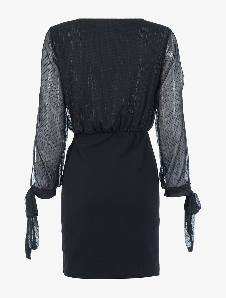 Robe buste tulle à pois - Noir - 2