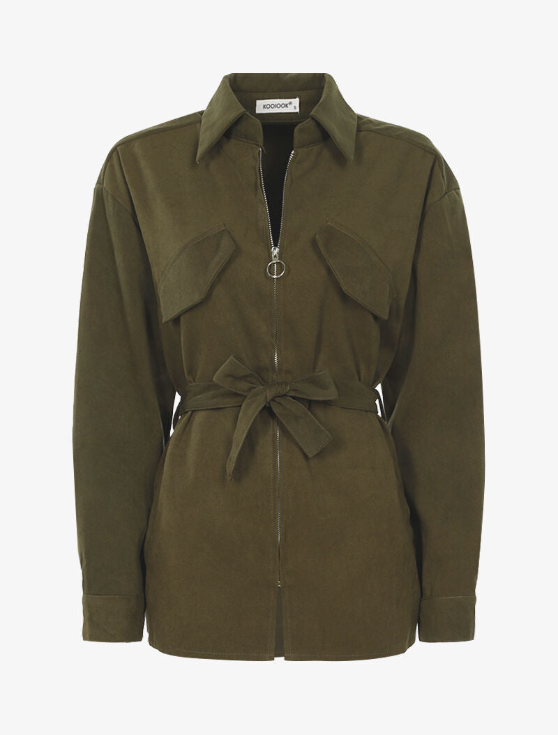 Veste légère effet daim - Kaki - 1