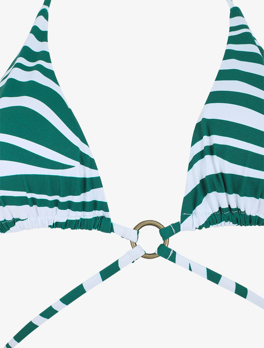 Bikini triangle à nouer imprimé zebré - Vert - 3