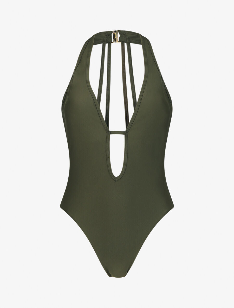 Maillot de bain 1 pièce décolleté - Kaki - 5