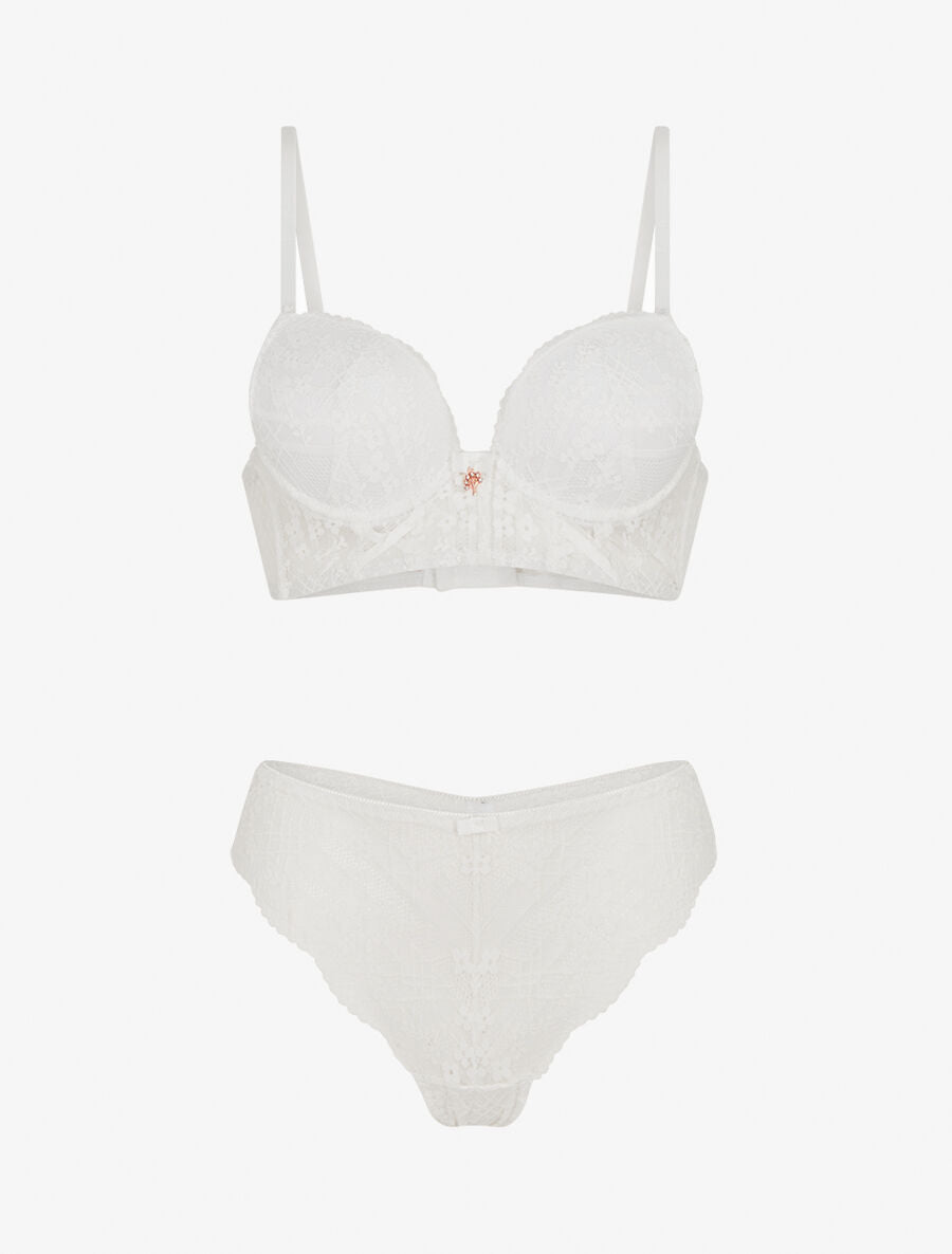 Ensemble soutien-gorge et tanga à bijoux arbre strassé - Blanc - 3