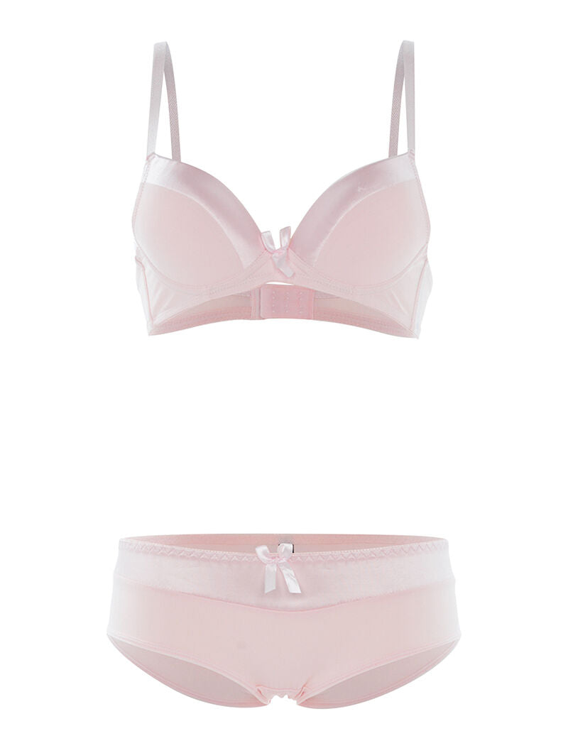 Ensemble SG et culotte à bord satiné - rose orange - 1