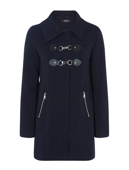 Manteau casual chic intérieur molletonné - bleu nuit - 3