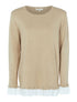 Pull à empiècements tissu gaufré - beige - 1