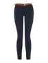 Pantalon slim ceinturé uni - marine - 1