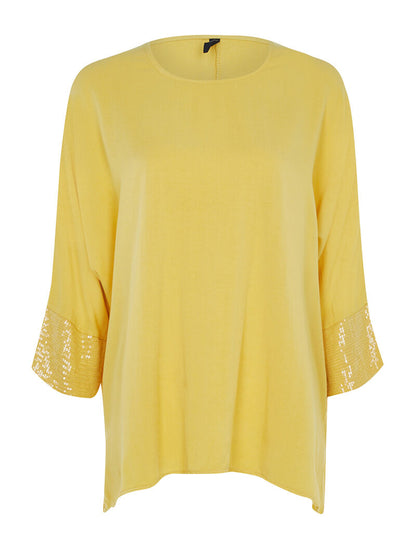 Blouse ample à manchons sequins - jaune - 1